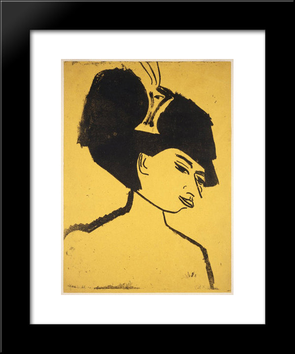 Milliner With Hat 20x24 Black Modern Wood Framed Art Print Poster by Kirchner, Ernst Ludwig
