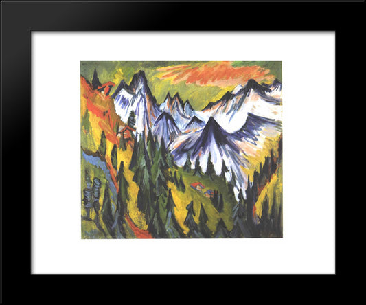 Mountain Top 20x24 Black Modern Wood Framed Art Print Poster by Kirchner, Ernst Ludwig
