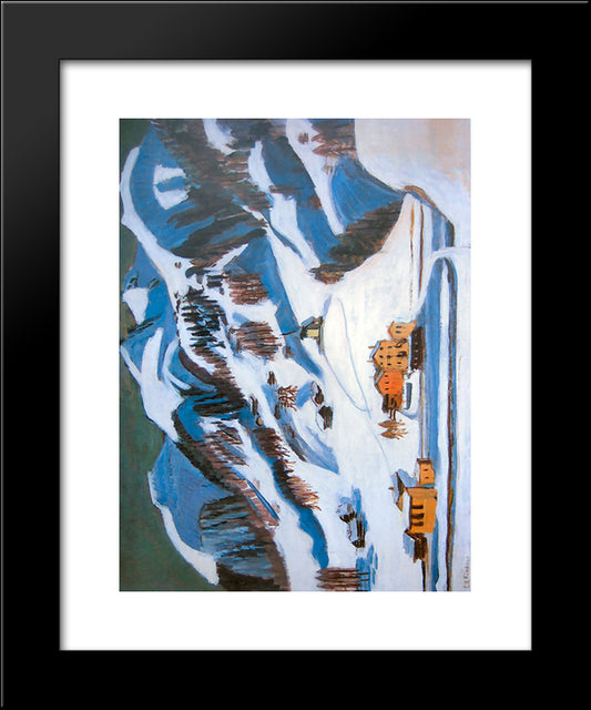 Mountains And Houses In The Snow 20x24 Black Modern Wood Framed Art Print Poster by Kirchner, Ernst Ludwig
