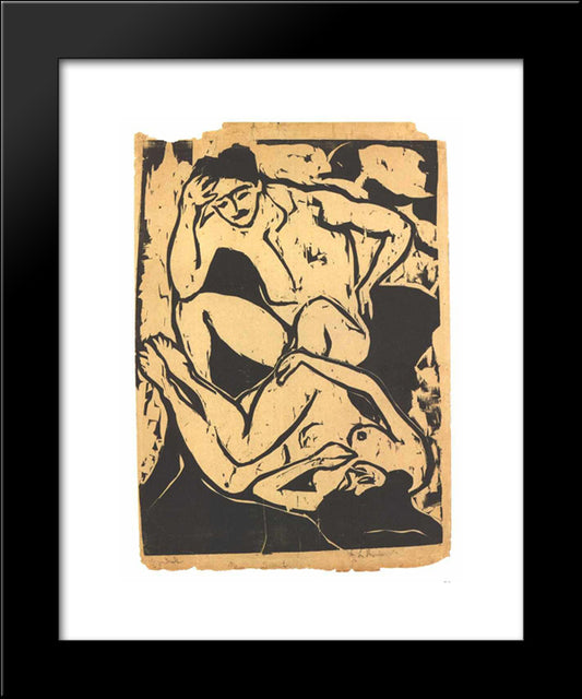 Nacked Couple On A Couch 20x24 Black Modern Wood Framed Art Print Poster by Kirchner, Ernst Ludwig