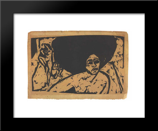 Nacked- Female Dancer 20x24 Black Modern Wood Framed Art Print Poster by Kirchner, Ernst Ludwig