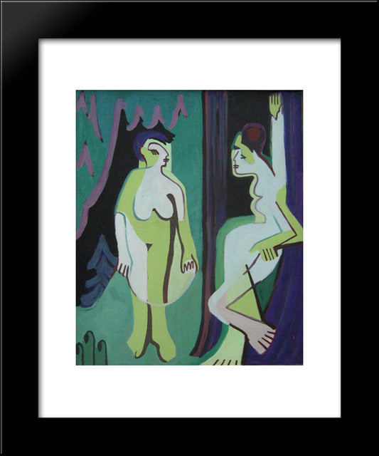 Naked Women On Meadow 20x24 Black Modern Wood Framed Art Print Poster by Kirchner, Ernst Ludwig