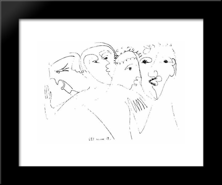 Nervous Heads 20x24 Black Modern Wood Framed Art Print Poster by Kirchner, Ernst Ludwig