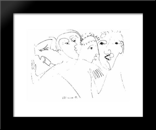 Nervous Heads 20x24 Black Modern Wood Framed Art Print Poster by Kirchner, Ernst Ludwig