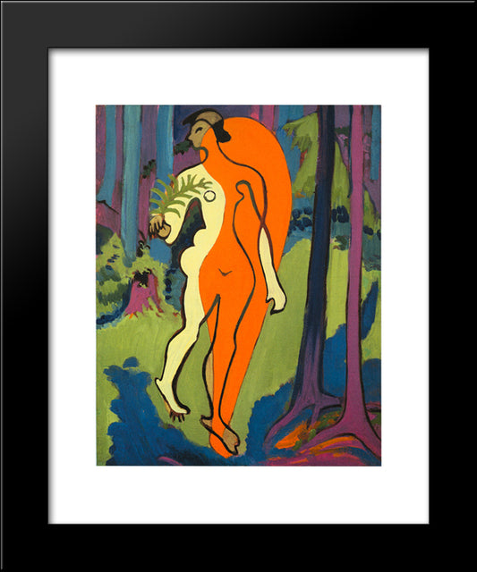 Nude In Orange And Yellow 20x24 Black Modern Wood Framed Art Print Poster by Kirchner, Ernst Ludwig