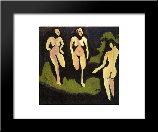 Nudes In A Meadow 20x24 Black Modern Wood Framed Art Print Poster by Kirchner, Ernst Ludwig