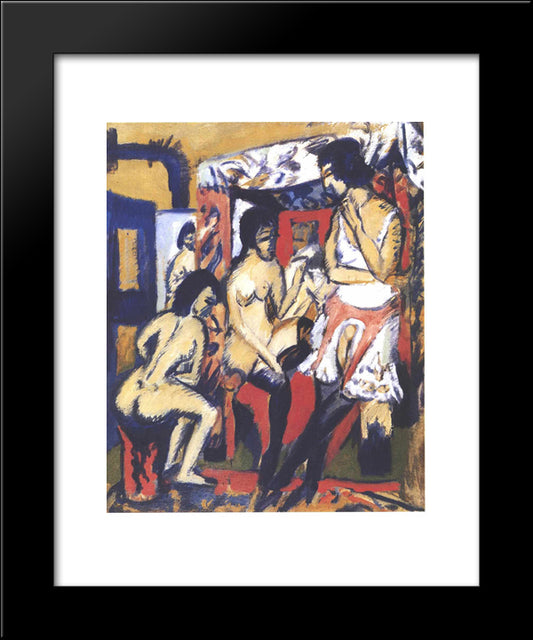 Nudes In Atelier 20x24 Black Modern Wood Framed Art Print Poster by Kirchner, Ernst Ludwig