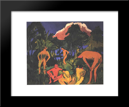 Nudes In The Sun 20x24 Black Modern Wood Framed Art Print Poster by Kirchner, Ernst Ludwig