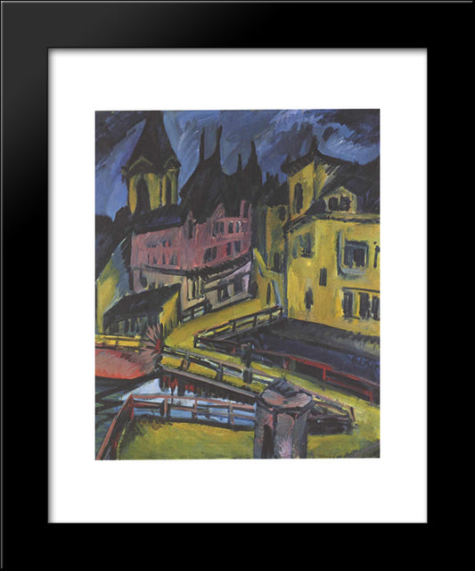 Pfortensteg In Chemnitz 20x24 Black Modern Wood Framed Art Print Poster by Kirchner, Ernst Ludwig