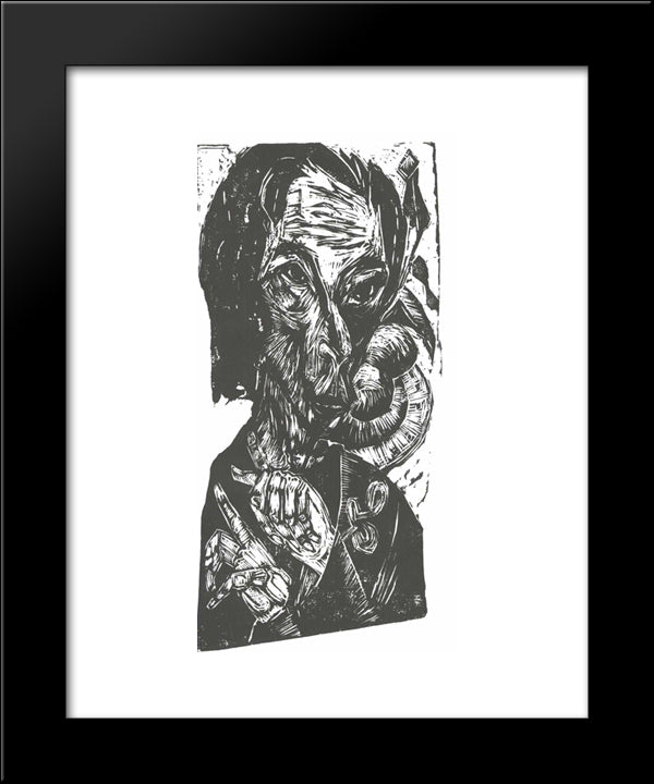 Portrait Of A Sick Man 20x24 Black Modern Wood Framed Art Print Poster by Kirchner, Ernst Ludwig