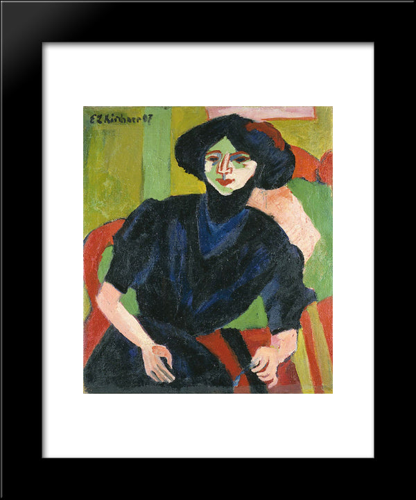 Portrait Of A Woman 20x24 Black Modern Wood Framed Art Print Poster by Kirchner, Ernst Ludwig