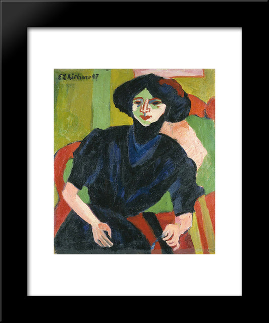 Portrait Of A Woman 20x24 Black Modern Wood Framed Art Print Poster by Kirchner, Ernst Ludwig