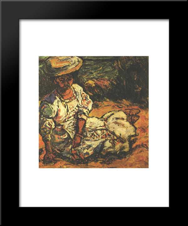 Portrait Of A Woman In A White Dress 20x24 Black Modern Wood Framed Art Print Poster by Kirchner, Ernst Ludwig