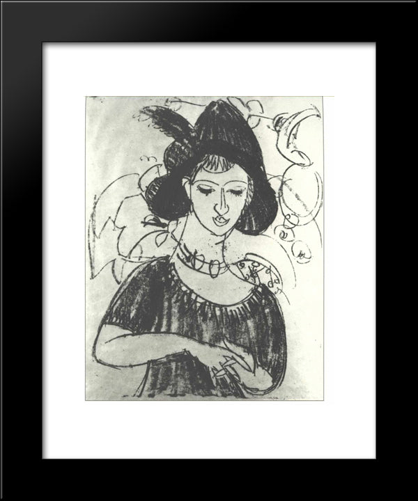 Portrait Of Dodo With Hat 20x24 Black Modern Wood Framed Art Print Poster by Kirchner, Ernst Ludwig