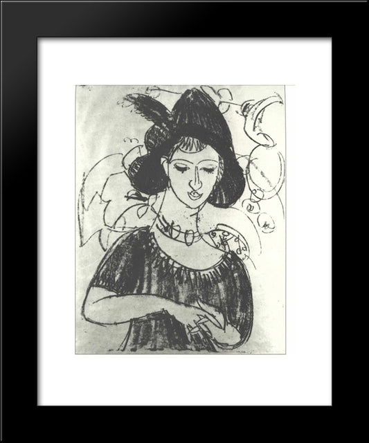Portrait Of Dodo With Hat 20x24 Black Modern Wood Framed Art Print Poster by Kirchner, Ernst Ludwig