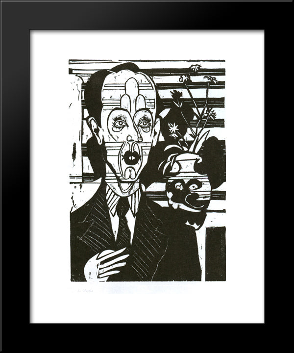 Portrait Of Dr. Huggler 20x24 Black Modern Wood Framed Art Print Poster by Kirchner, Ernst Ludwig