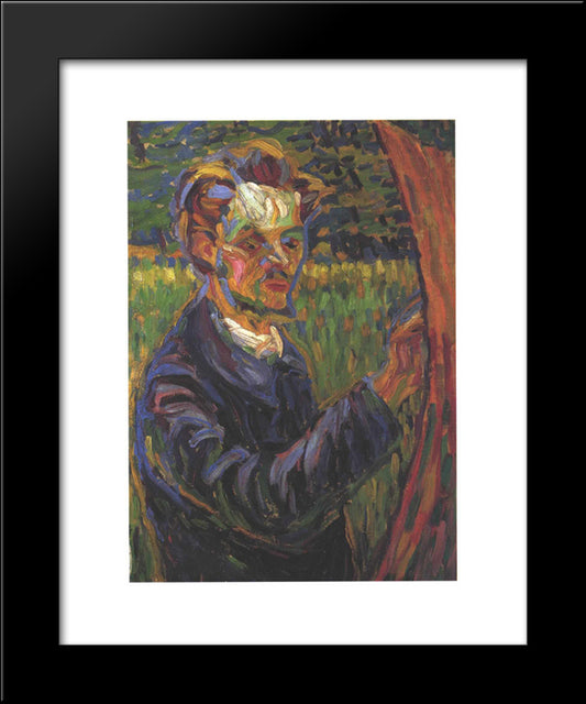Portrait Of Erich Heckel At The Easel 20x24 Black Modern Wood Framed Art Print Poster by Kirchner, Ernst Ludwig