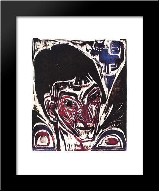 Portrait Of Otto Mueller 20x24 Black Modern Wood Framed Art Print Poster by Kirchner, Ernst Ludwig