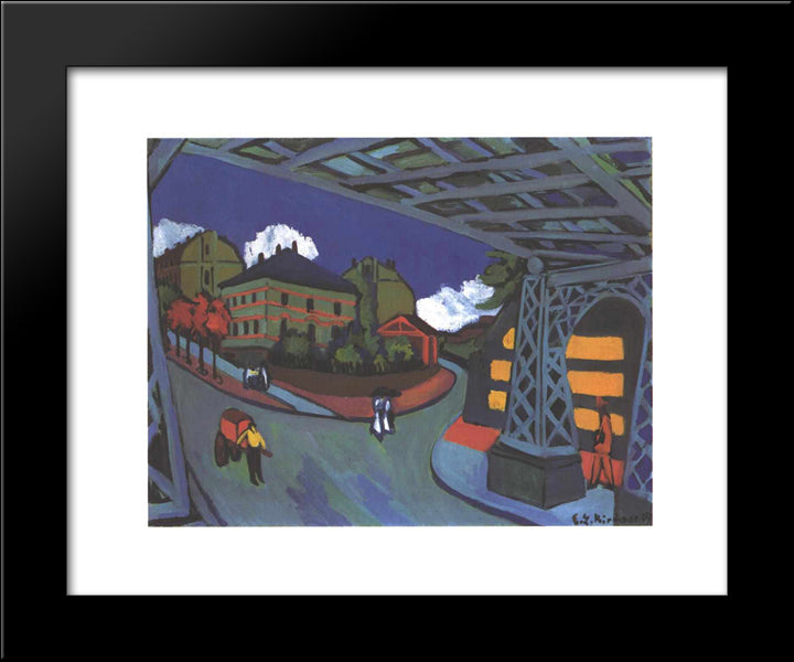 Railway Underpass In Dresden 20x24 Black Modern Wood Framed Art Print Poster by Kirchner, Ernst Ludwig