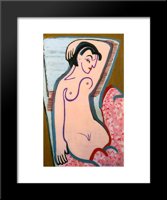 Reclining Female Nude 20x24 Black Modern Wood Framed Art Print Poster by Kirchner, Ernst Ludwig