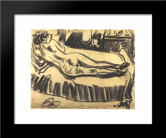Reclining Female Nude On A Couch 20x24 Black Modern Wood Framed Art Print Poster by Kirchner, Ernst Ludwig