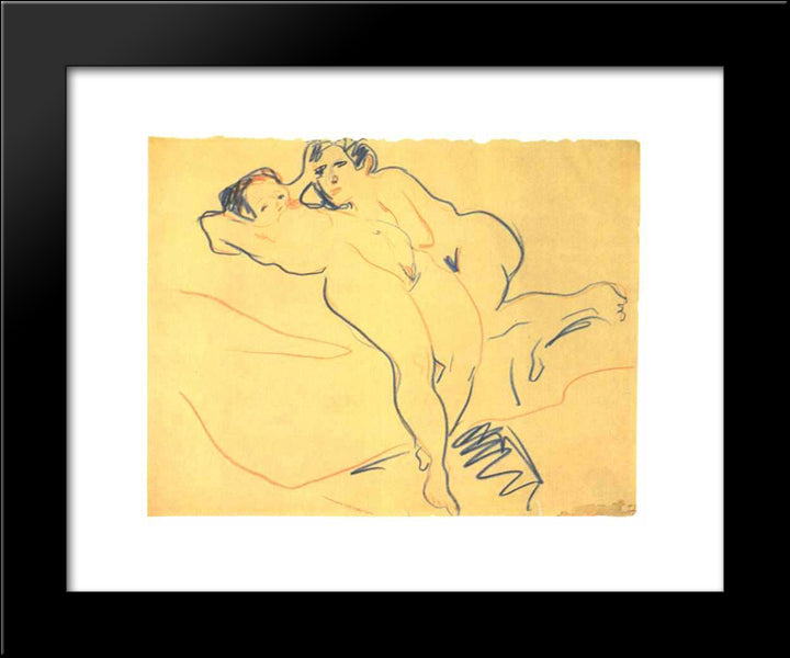 Resting Couple 20x24 Black Modern Wood Framed Art Print Poster by Kirchner, Ernst Ludwig