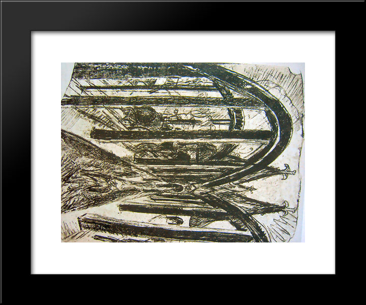 Rhine Bridge In Koln 20x24 Black Modern Wood Framed Art Print Poster by Kirchner, Ernst Ludwig