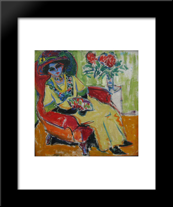 Seated Lady (Dodo) 20x24 Black Modern Wood Framed Art Print Poster by Kirchner, Ernst Ludwig