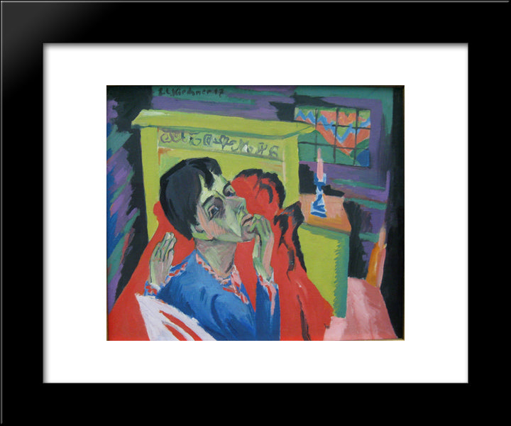 Self-Portrait As An Invalid 20x24 Black Modern Wood Framed Art Print Poster by Kirchner, Ernst Ludwig