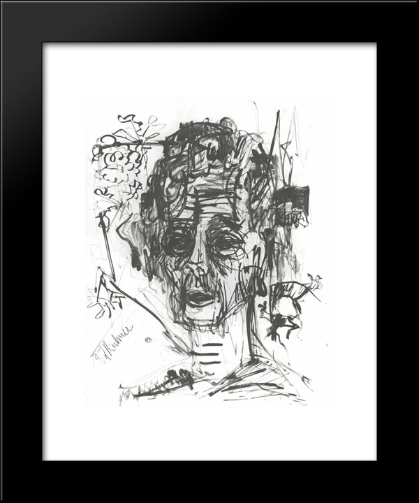 Self-Portrait Under The Influence Of Morphium 20x24 Black Modern Wood Framed Art Print Poster by Kirchner, Ernst Ludwig