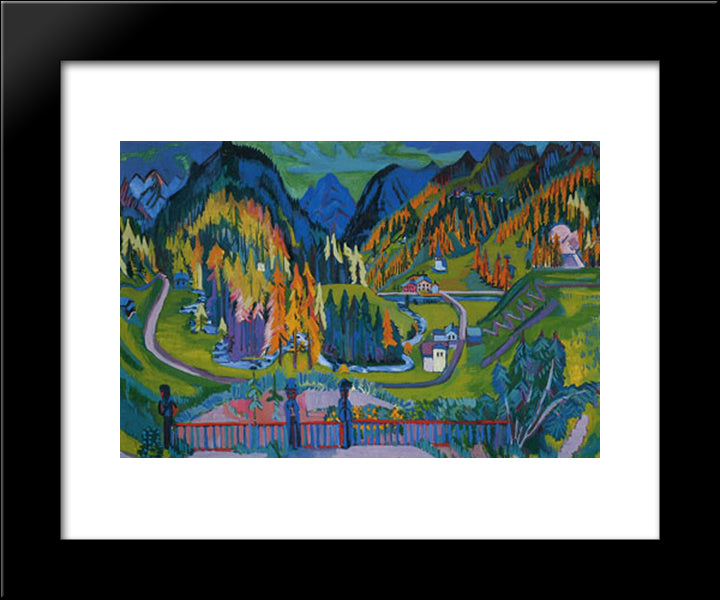 Sertigtal In Autumn 20x24 Black Modern Wood Framed Art Print Poster by Kirchner, Ernst Ludwig