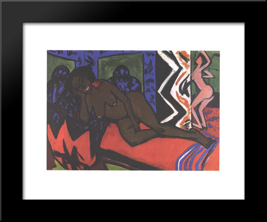 Sleeping Nilly 20x24 Black Modern Wood Framed Art Print Poster by Kirchner, Ernst Ludwig