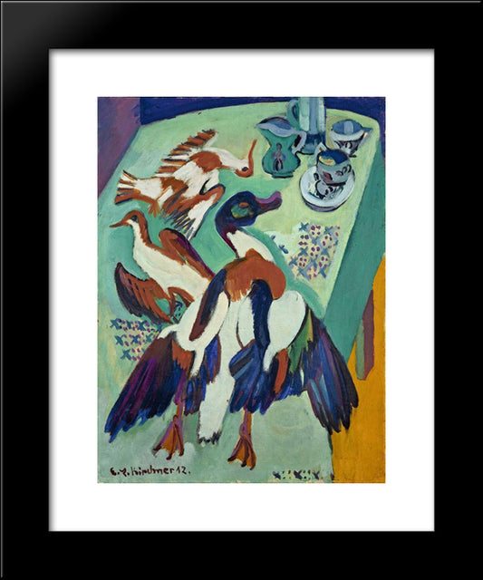 Still Life With Duck And Snipe 20x24 Black Modern Wood Framed Art Print Poster by Kirchner, Ernst Ludwig