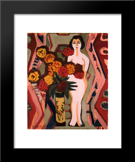 Still Life With Sculpture 20x24 Black Modern Wood Framed Art Print Poster by Kirchner, Ernst Ludwig