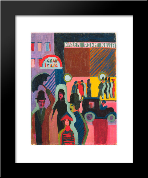 Store In The Rain 20x24 Black Modern Wood Framed Art Print Poster by Kirchner, Ernst Ludwig