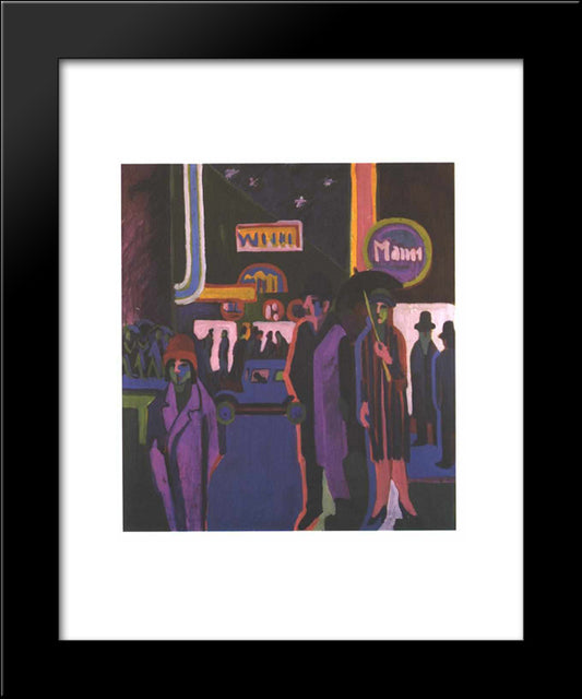 Street Scene At Night 20x24 Black Modern Wood Framed Art Print Poster by Kirchner, Ernst Ludwig