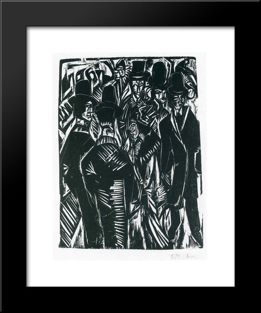 Street Scene In Front Of The Shop Window 20x24 Black Modern Wood Framed Art Print Poster by Kirchner, Ernst Ludwig