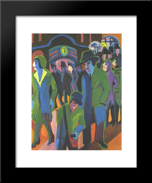 Street With Passangers 20x24 Black Modern Wood Framed Art Print Poster by Kirchner, Ernst Ludwig