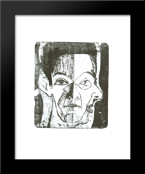 Study Of A Head 20x24 Black Modern Wood Framed Art Print Poster by Kirchner, Ernst Ludwig