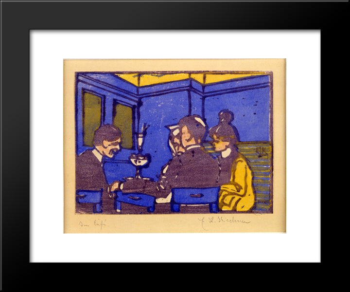 The Cafe 20x24 Black Modern Wood Framed Art Print Poster by Kirchner, Ernst Ludwig