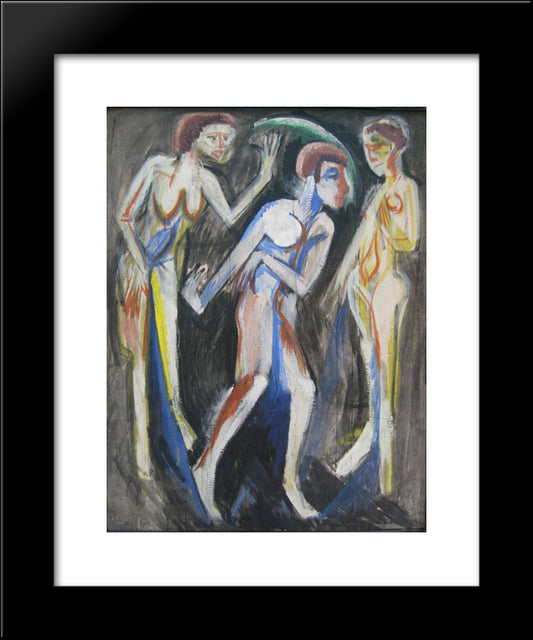 The Dance Between The Women 20x24 Black Modern Wood Framed Art Print Poster by Kirchner, Ernst Ludwig