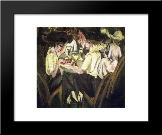 The Garden Cafe 20x24 Black Modern Wood Framed Art Print Poster by Kirchner, Ernst Ludwig