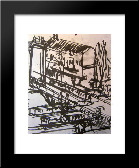 The Railway Overpass 20x24 Black Modern Wood Framed Art Print Poster by Kirchner, Ernst Ludwig