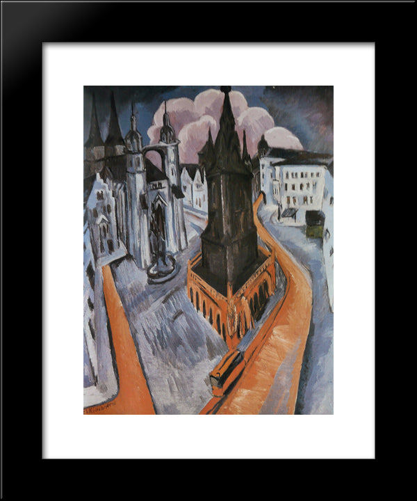 The Red Tower In Halle 20x24 Black Modern Wood Framed Art Print Poster by Kirchner, Ernst Ludwig