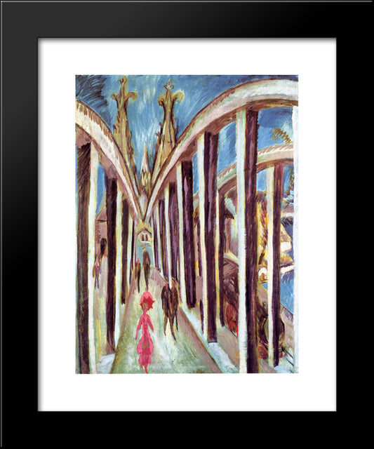 The Rhine Bridge 20x24 Black Modern Wood Framed Art Print Poster by Kirchner, Ernst Ludwig