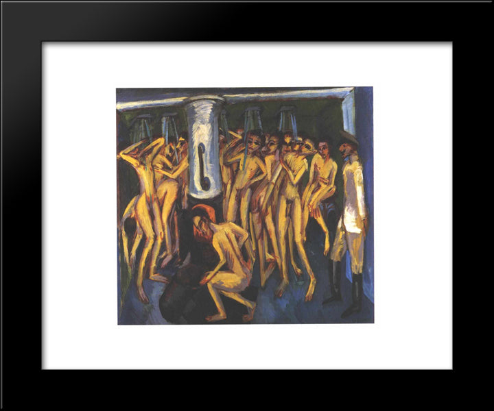 The Soldier Bath 20x24 Black Modern Wood Framed Art Print Poster by Kirchner, Ernst Ludwig