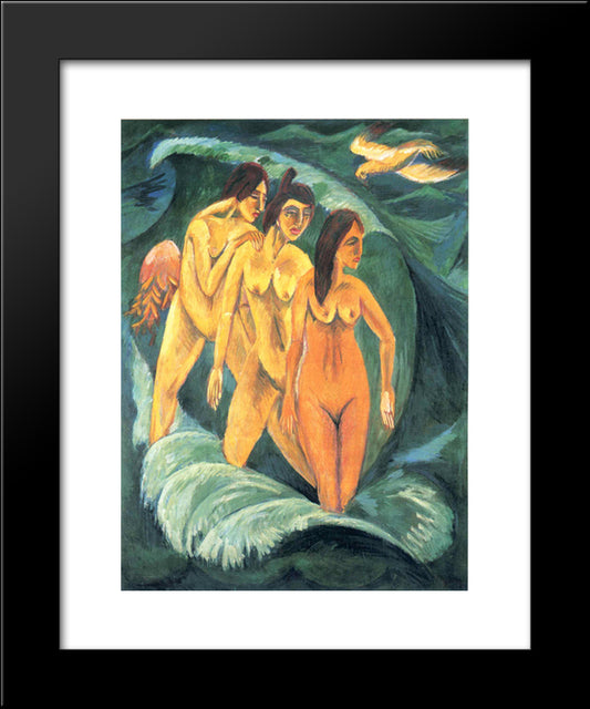 Three Bathers 20x24 Black Modern Wood Framed Art Print Poster by Kirchner, Ernst Ludwig