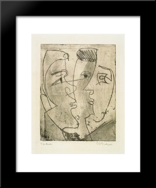 Three Faces 20x24 Black Modern Wood Framed Art Print Poster by Kirchner, Ernst Ludwig