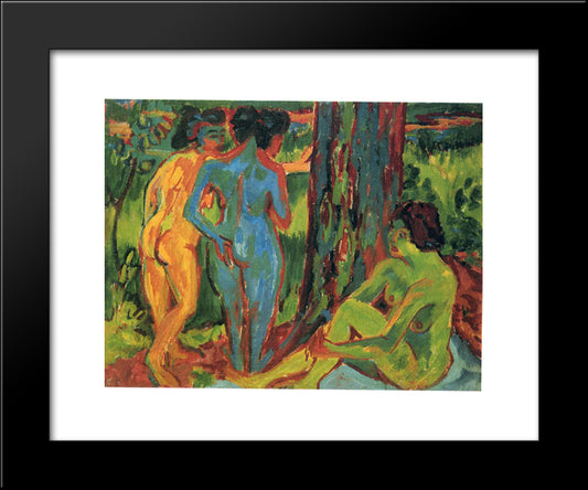 Three Nudes 20x24 Black Modern Wood Framed Art Print Poster by Kirchner, Ernst Ludwig