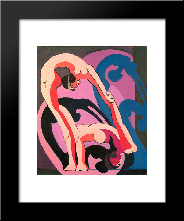 Two Acrobats 20x24 Black Modern Wood Framed Art Print Poster by Kirchner, Ernst Ludwig